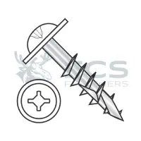 Square/Phillips, Stl Zinc w/White Hd, Part Thread